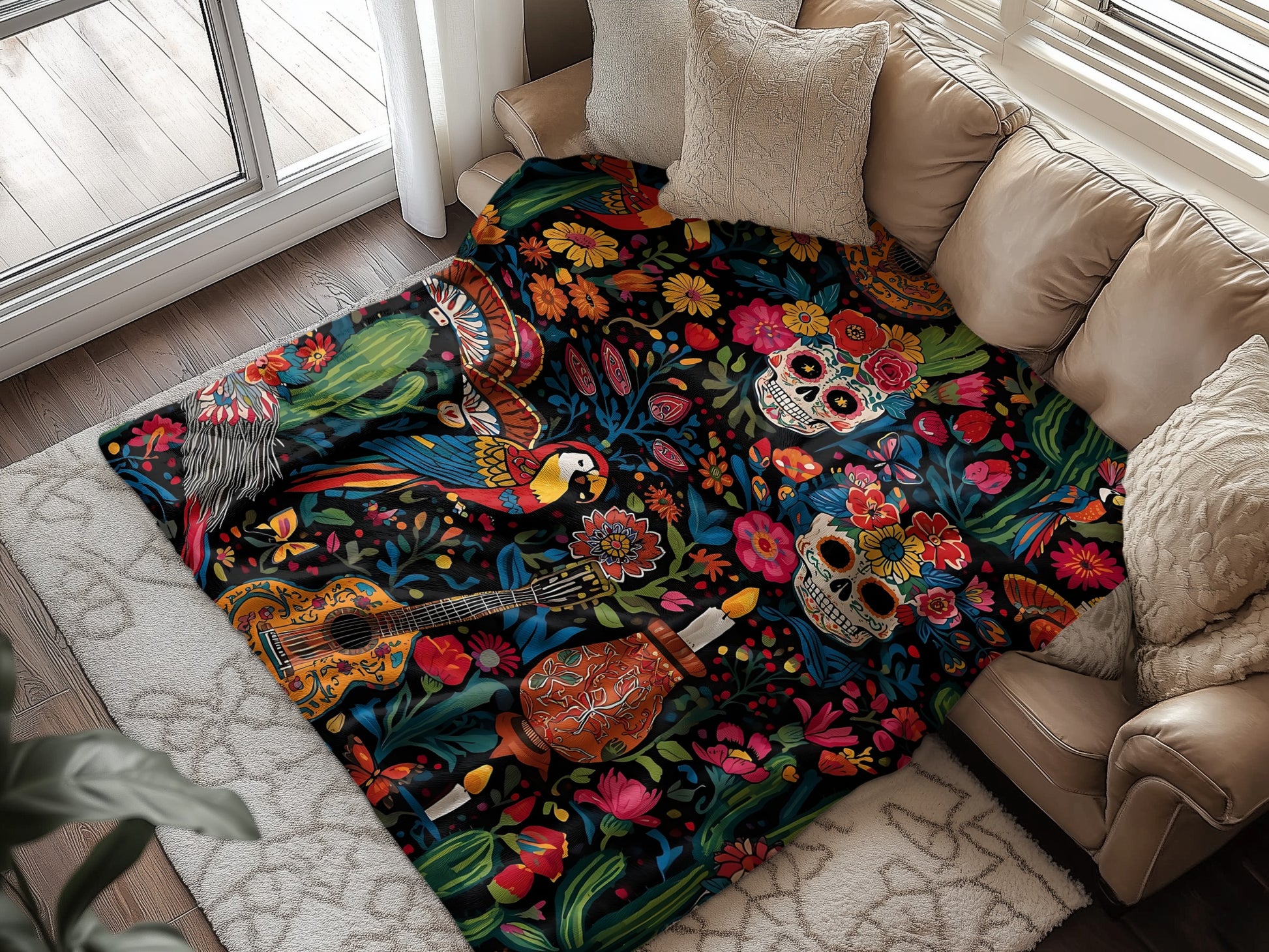 Vibrant Day of the Dead Themed Blanket product