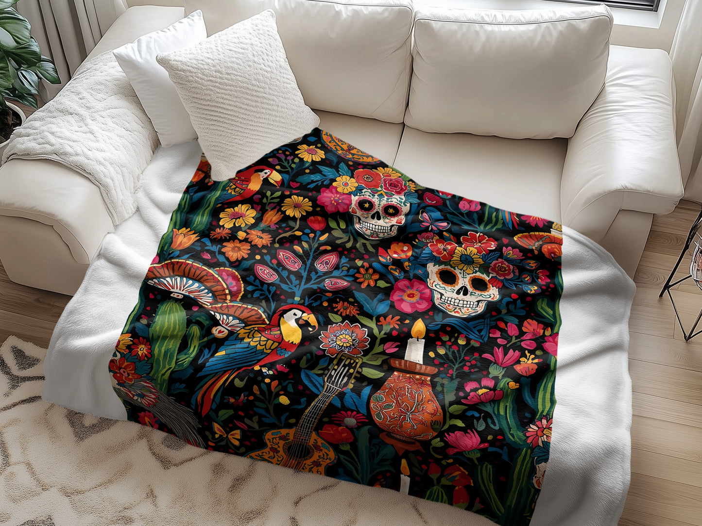 Colorful Day of the Dead Themed Blanket product