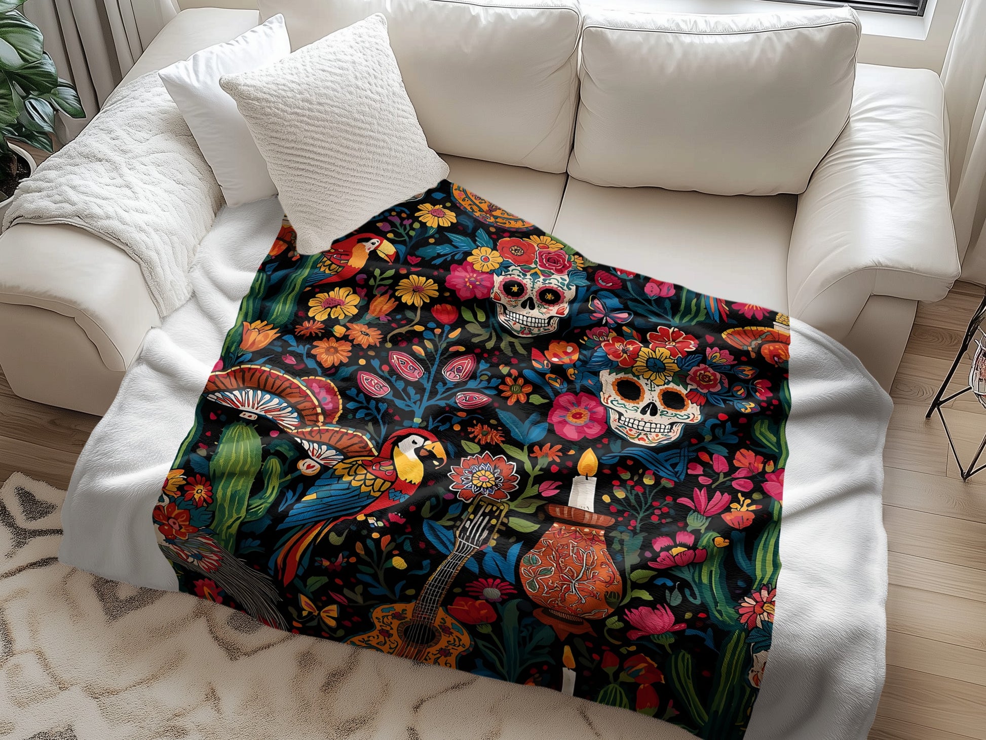 Colorful Day of the Dead Themed Blanket product