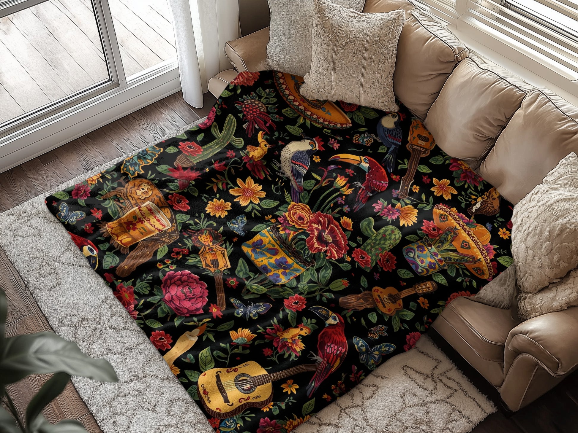 Colorful Mexican-Inspired Floral Design Blanket product