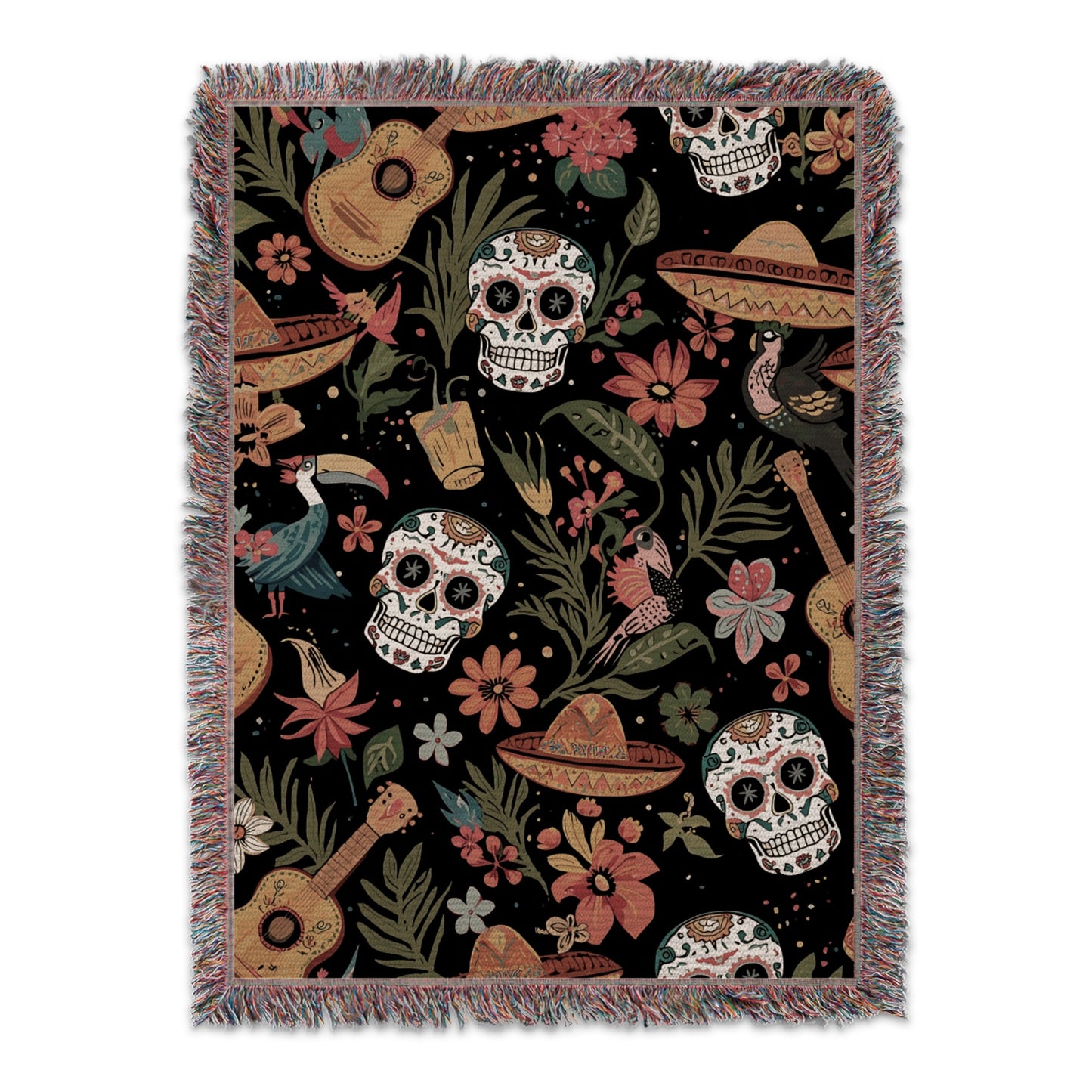 Colorful Skulls And Sombreros Art Blanket product type
