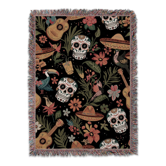 Colorful Skulls And Sombreros Art Blanket product type
