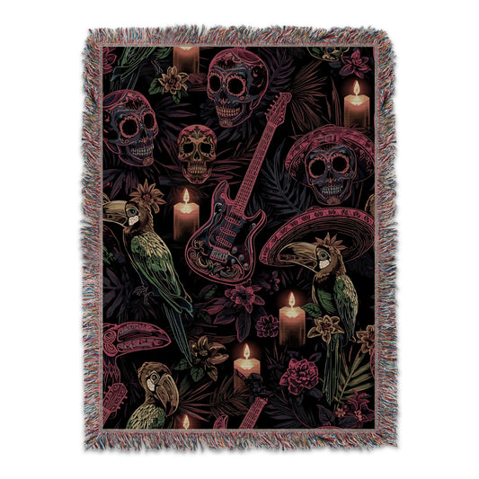 Guitar Skull and Parrot Artistic Design Blanket product