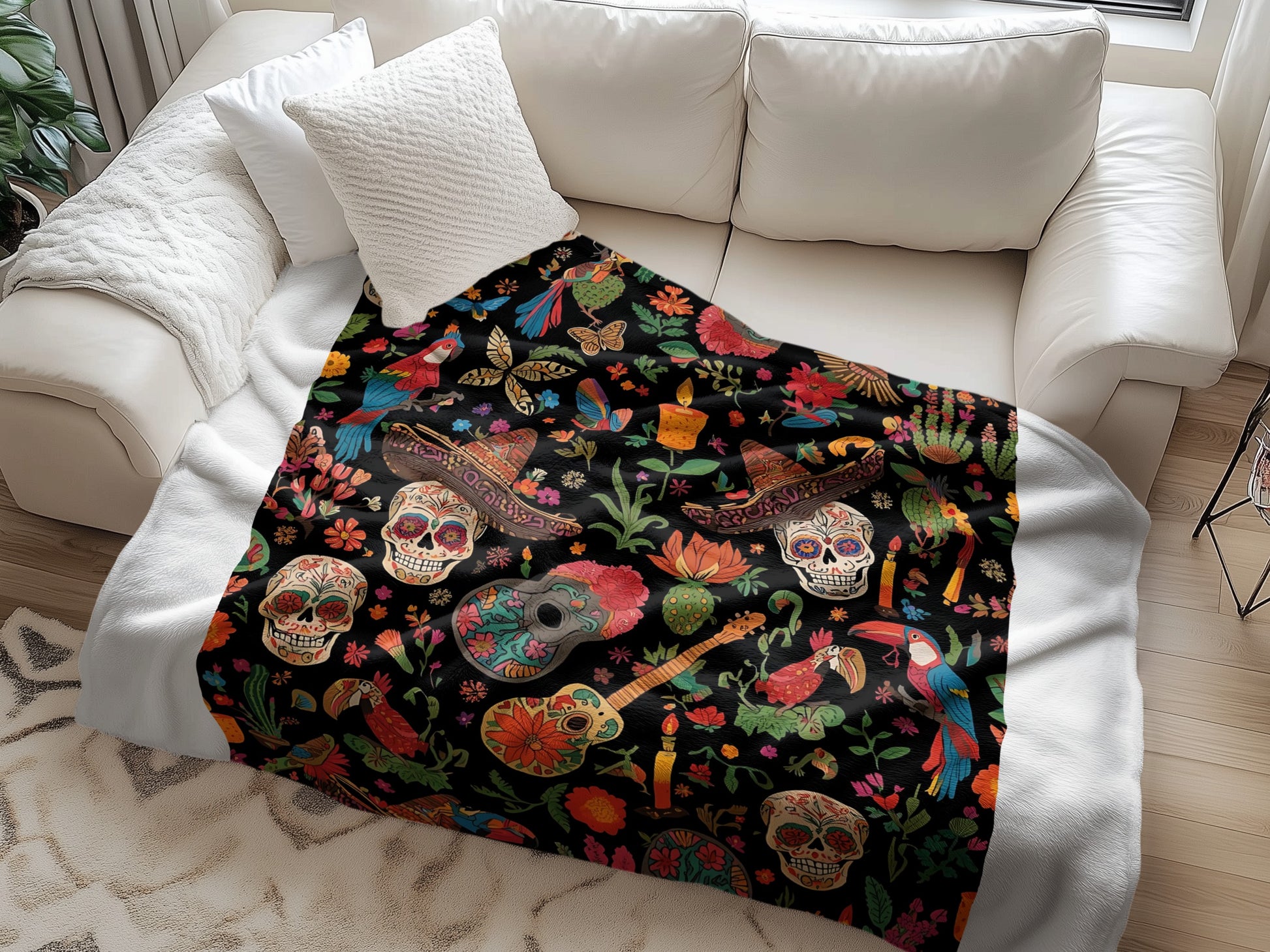 Day of the Dead Skull Design Cozy Blanket product type