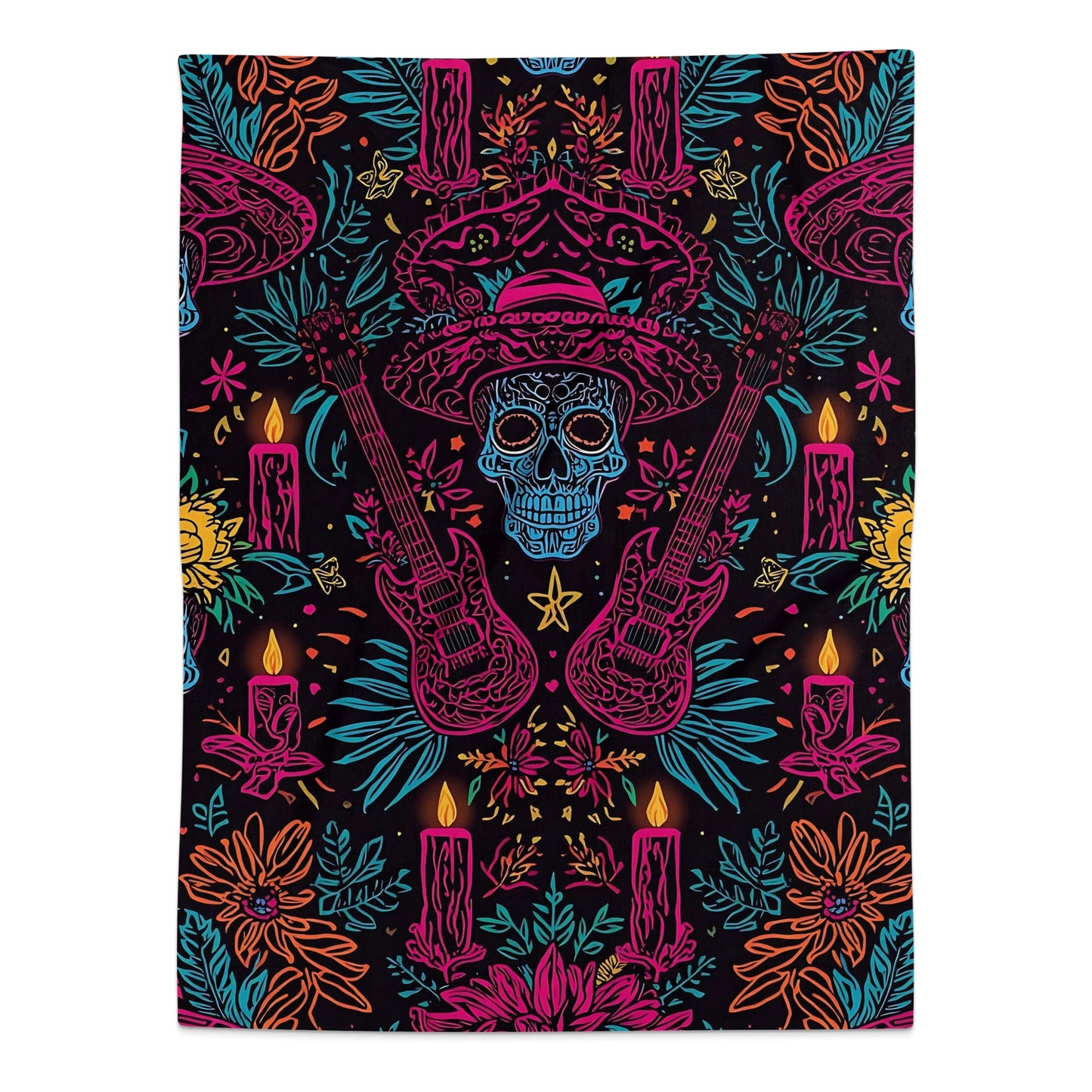 Vibrant Sugar Skull with Guitars Blanket product