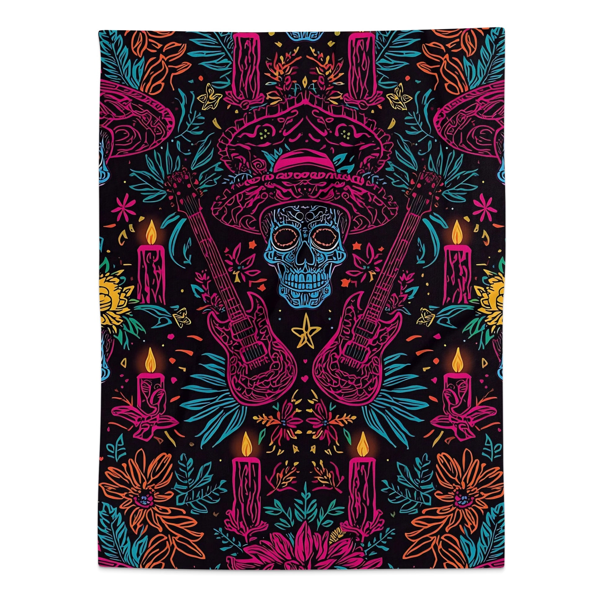 Vibrant Sugar Skull with Guitars Blanket product