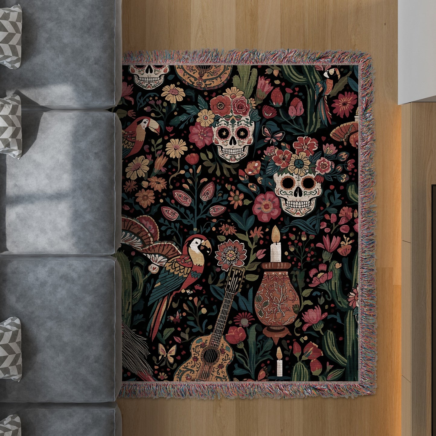 Floral Skull Music Vinyl Record Player Mat product type