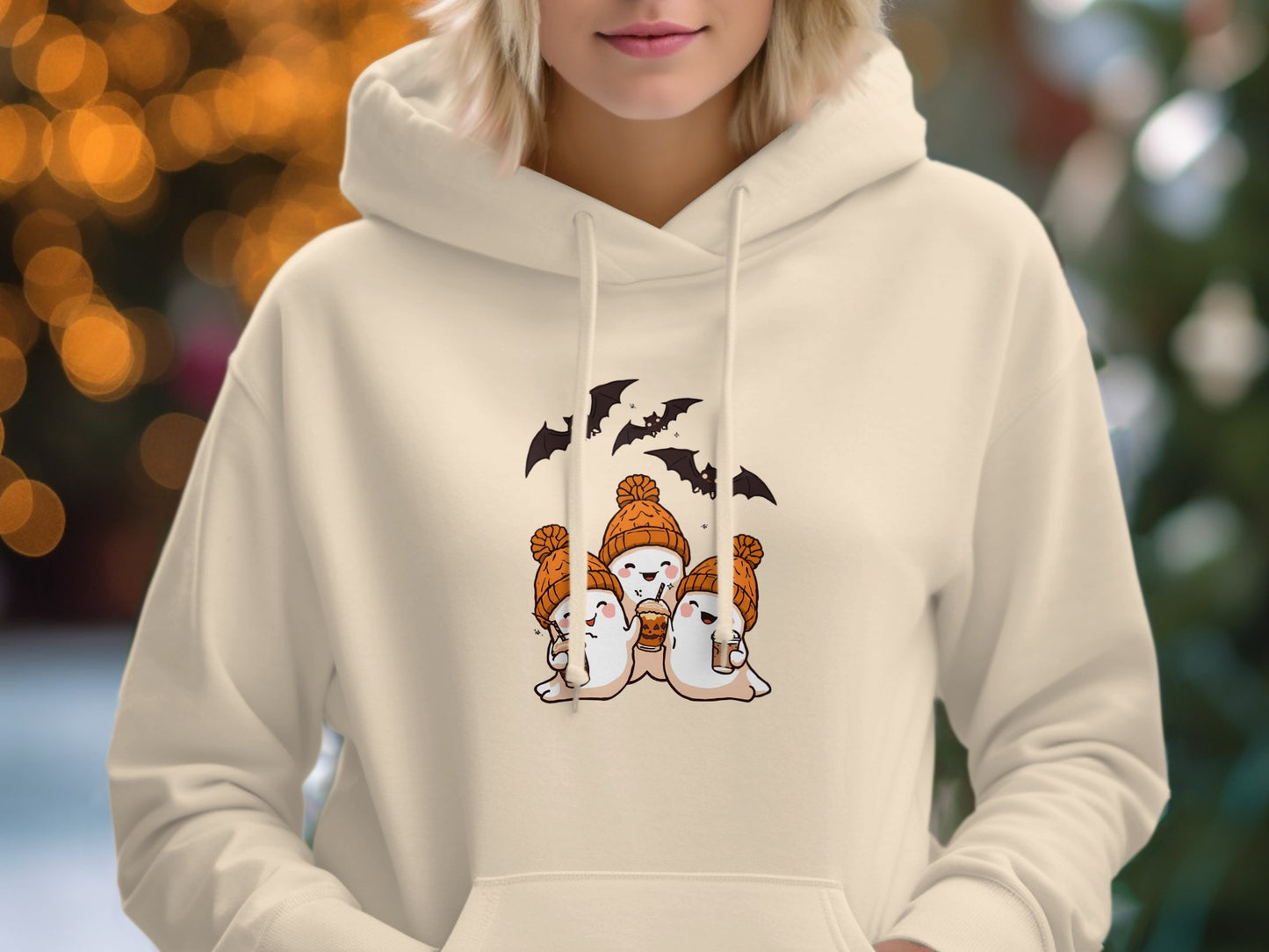 Cozy Autumn Ghosts with Hats and Bats Hoodie product