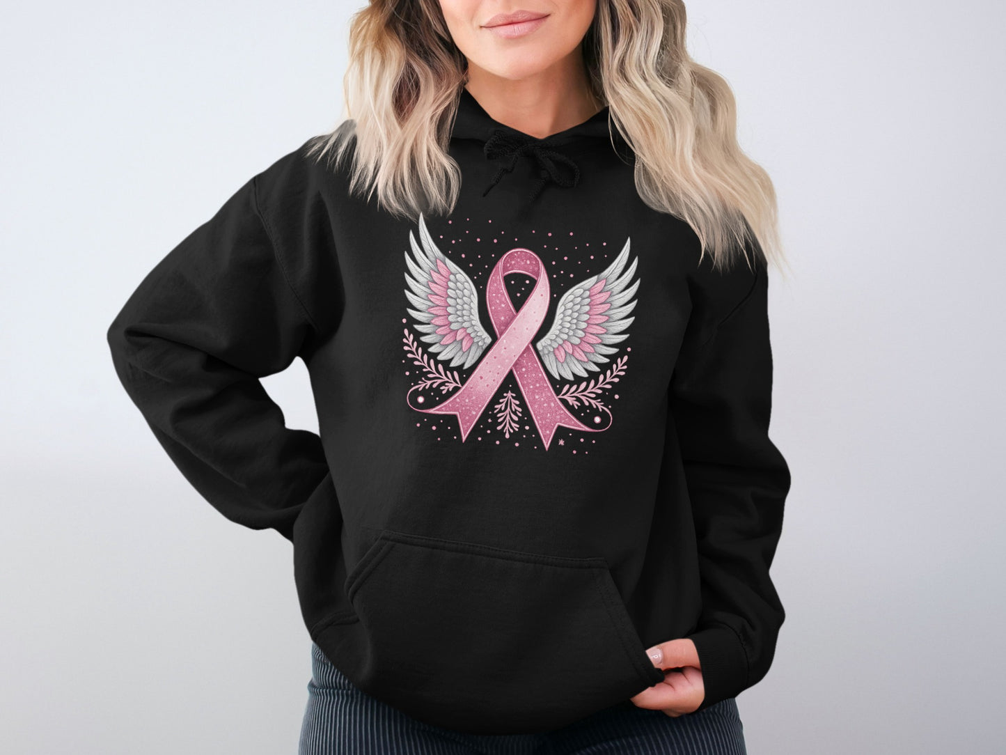 Angel Wings and Pink Ribbon Hoodie product type