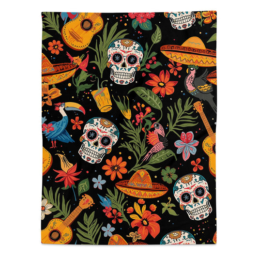 Vibrant Mexican Skull and Flowers Themed blanket product type