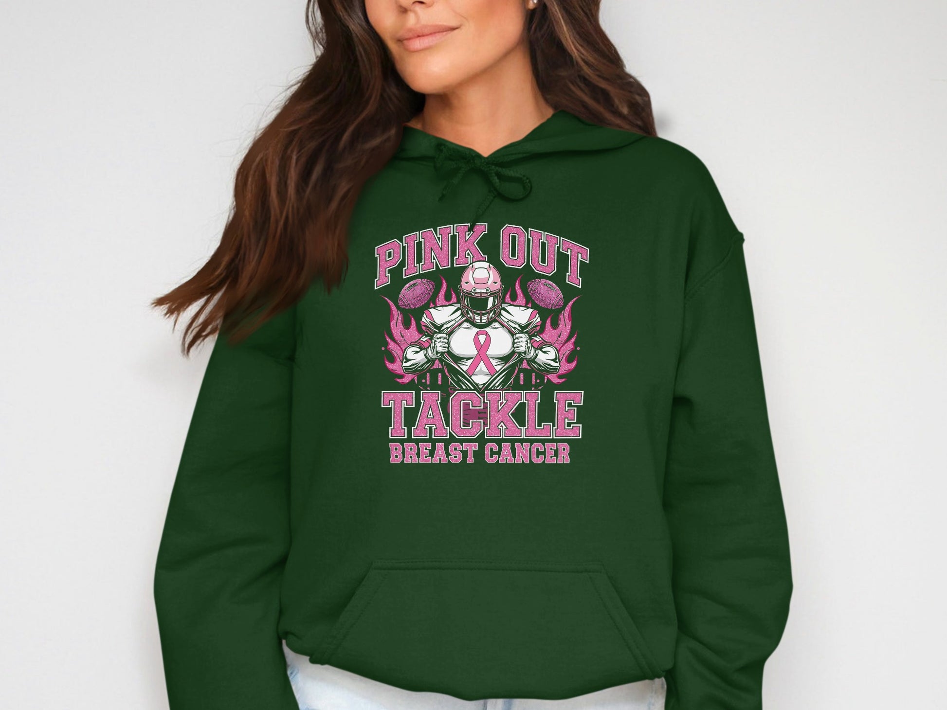 Pink Out Tackle Breast Cancer Green Hoodie product