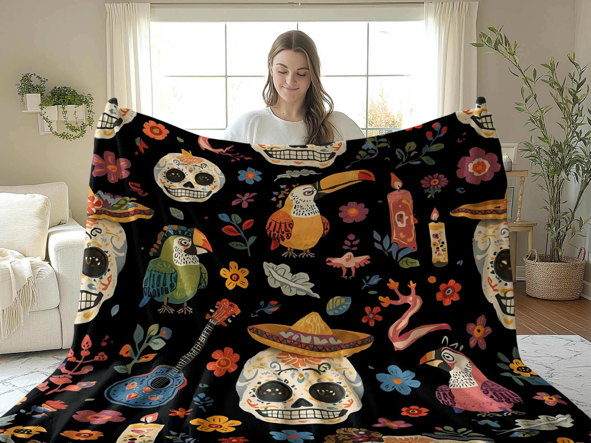 Colorful Day Of The Dead Fiesta Blanket product type