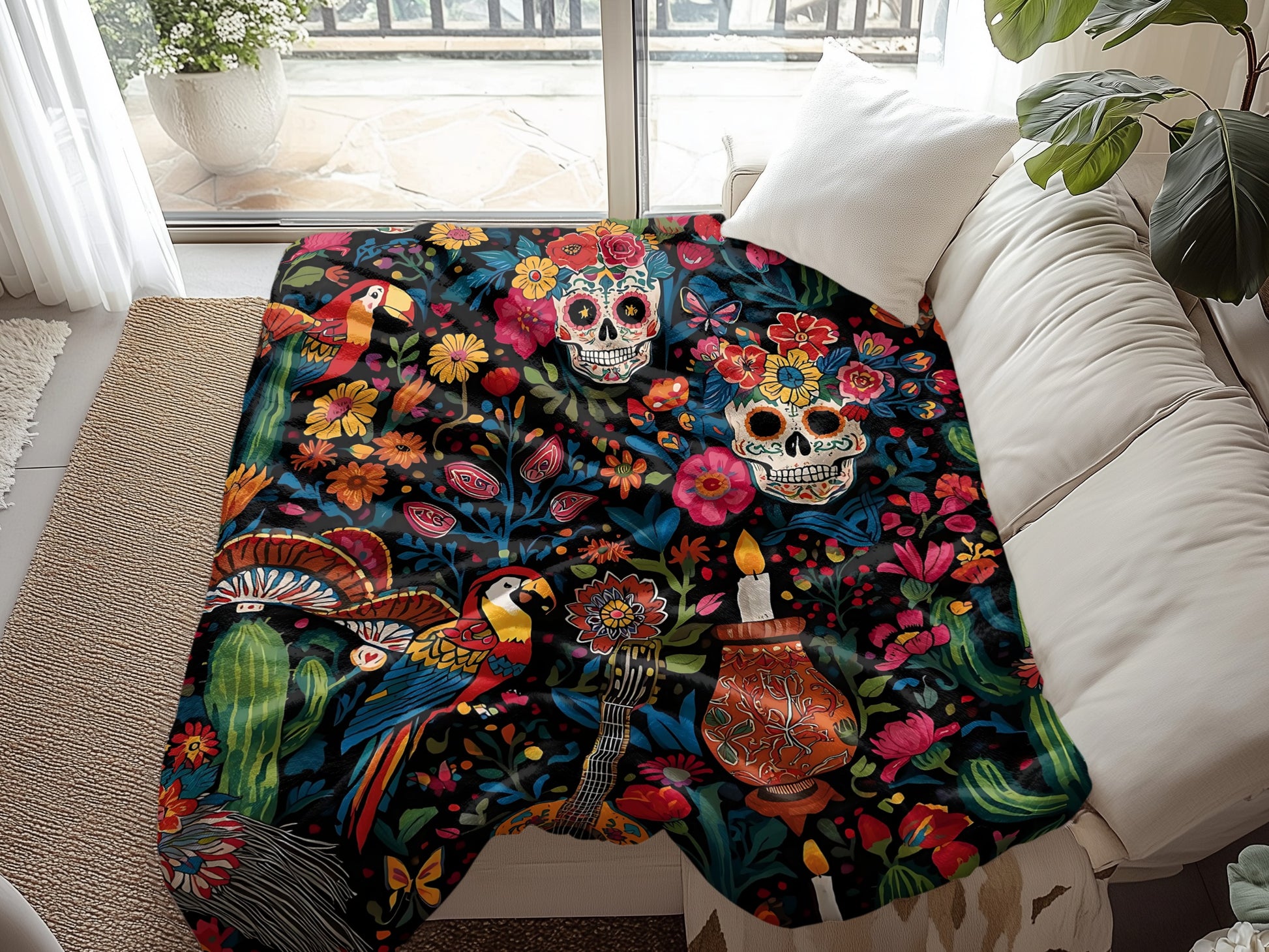 Colorful Day of the Dead Themed Blanket product