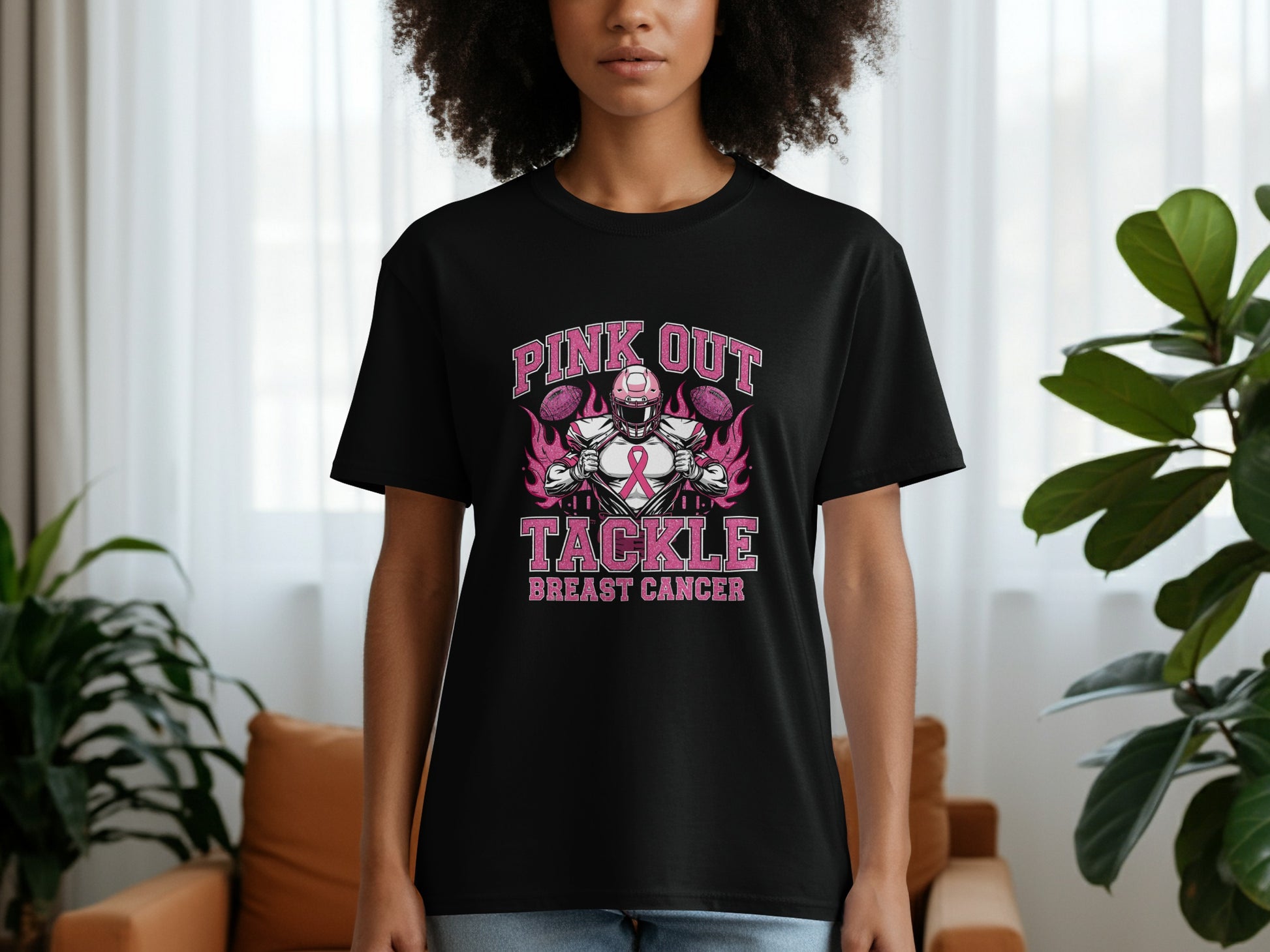 Pink Out Tackle Breast Cancer Graphic T-Shirt product type