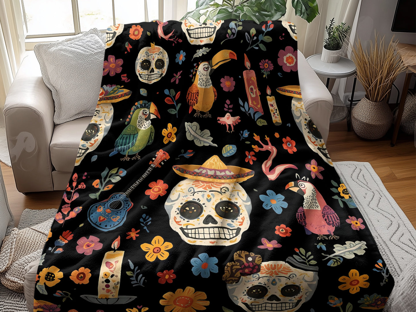 Dia de los Muertos Themed Cozy Blanket product type