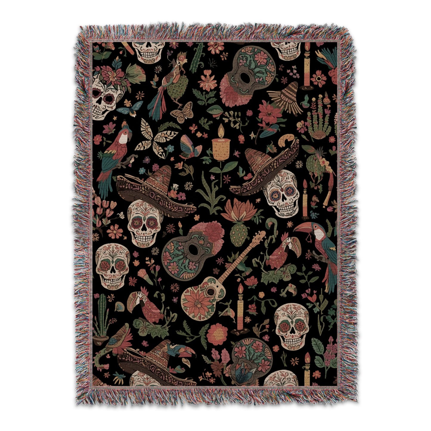 Colorful Festive Design Tapestry with Skulls product type