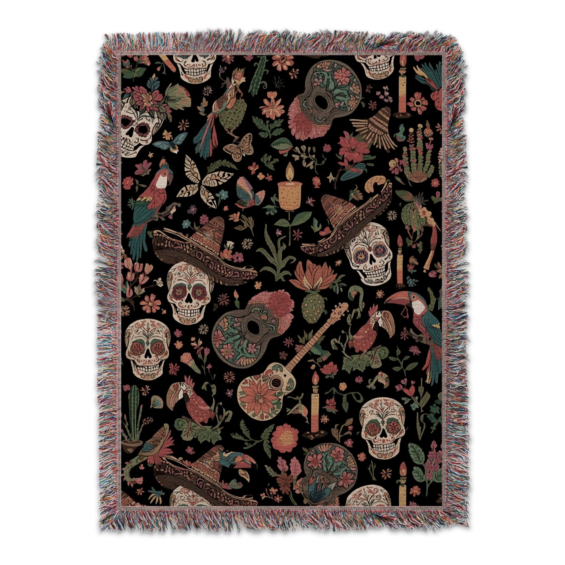 Colorful Festive Design Tapestry with Skulls product type