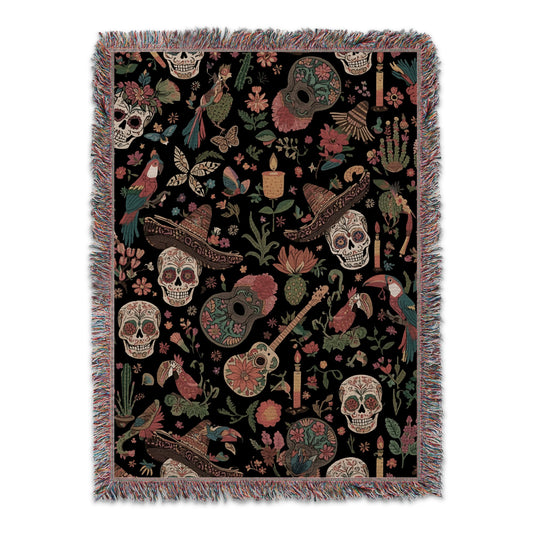 Colorful Festive Design Tapestry with Skulls product type