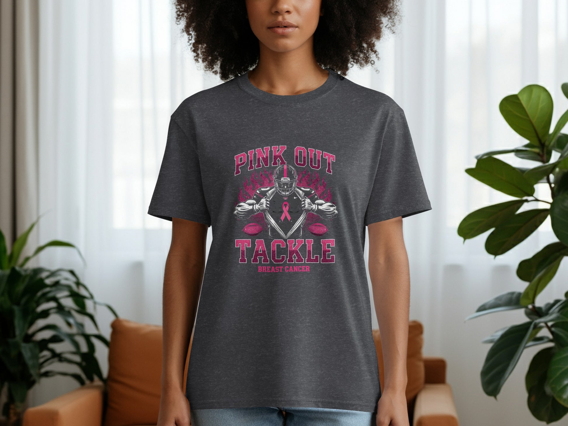 Pink Out Tackle Breast Cancer Graphic T Shirt product type