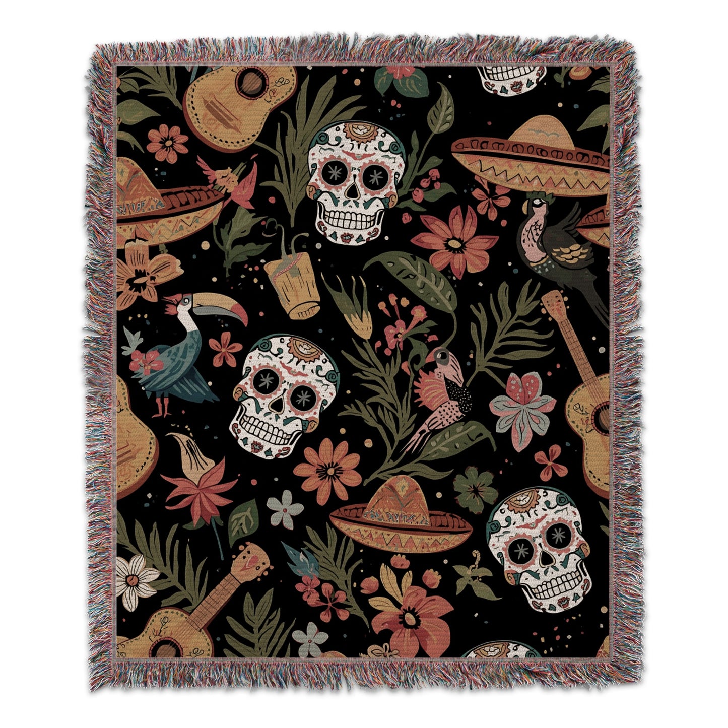 Dia de Los Muertos Skulls and Guitars Blanket product