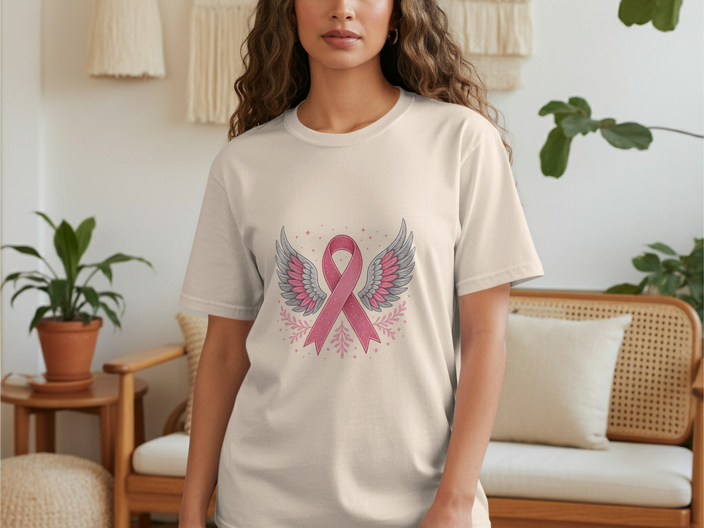 Breast Cancer Awareness Ribbon Angel Wings T-shirt product