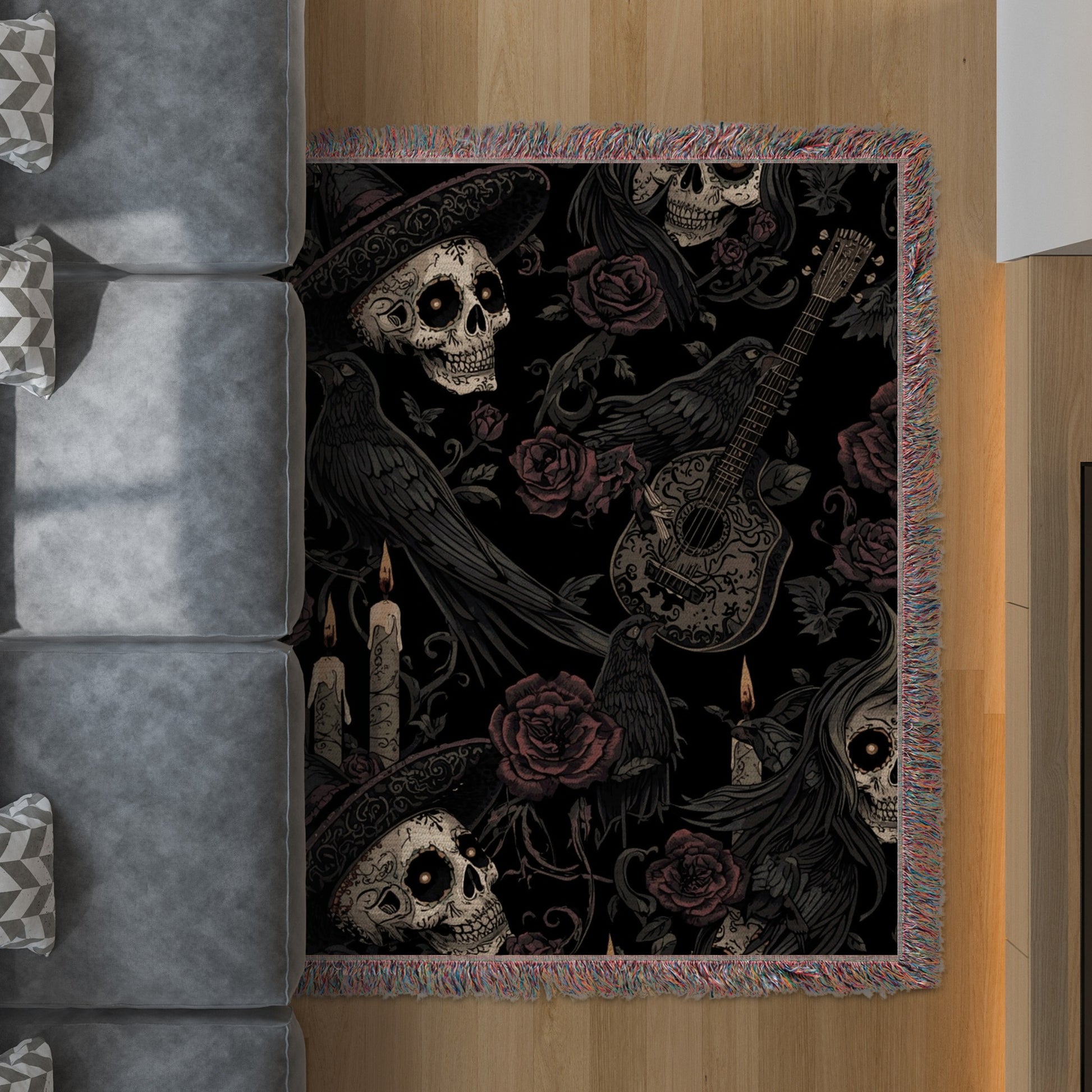 Gothic Skeletons and Roses Unique Stylish Rug product