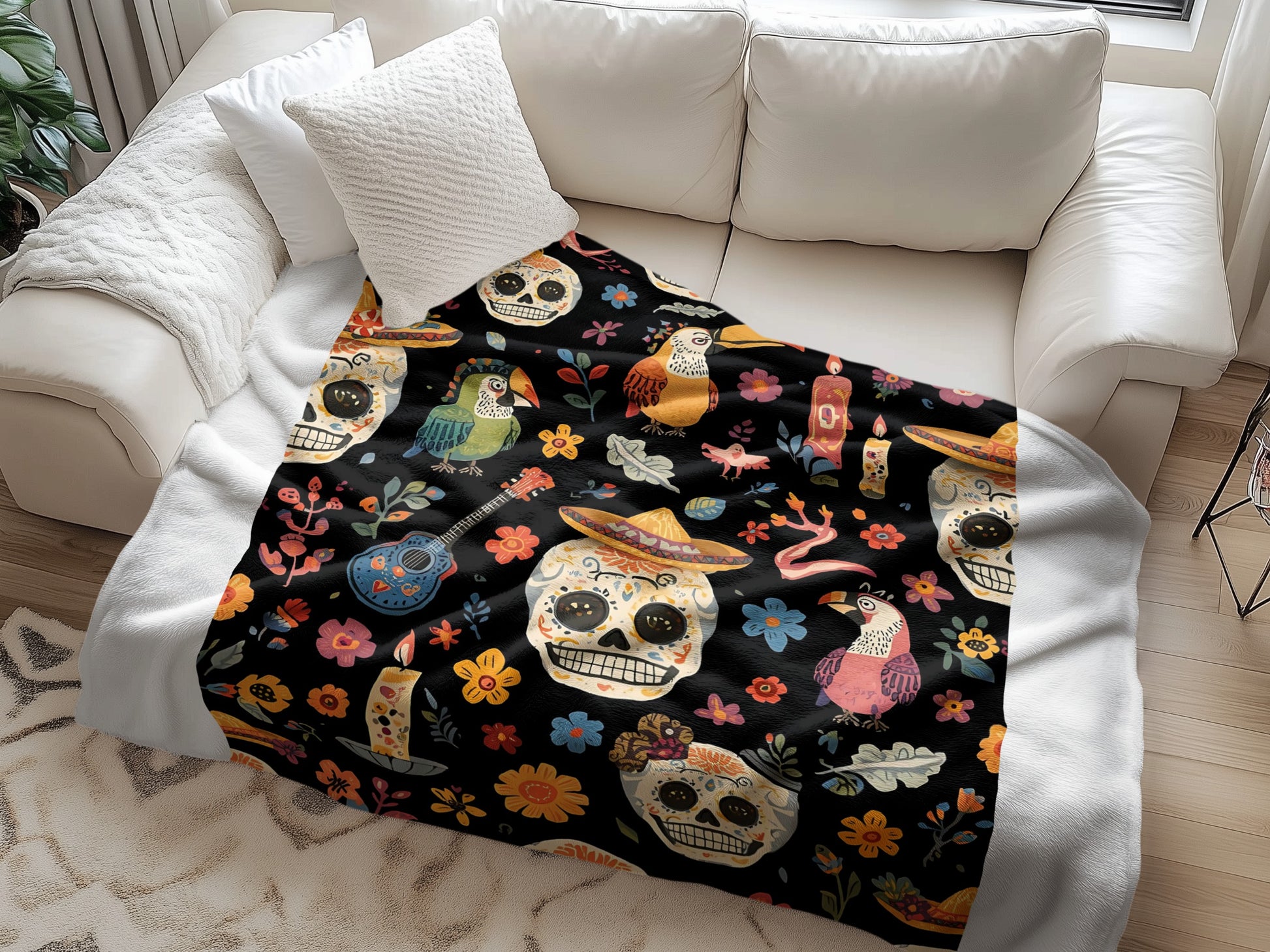 Day of the Dead Sugar Skull Themed Blanket product