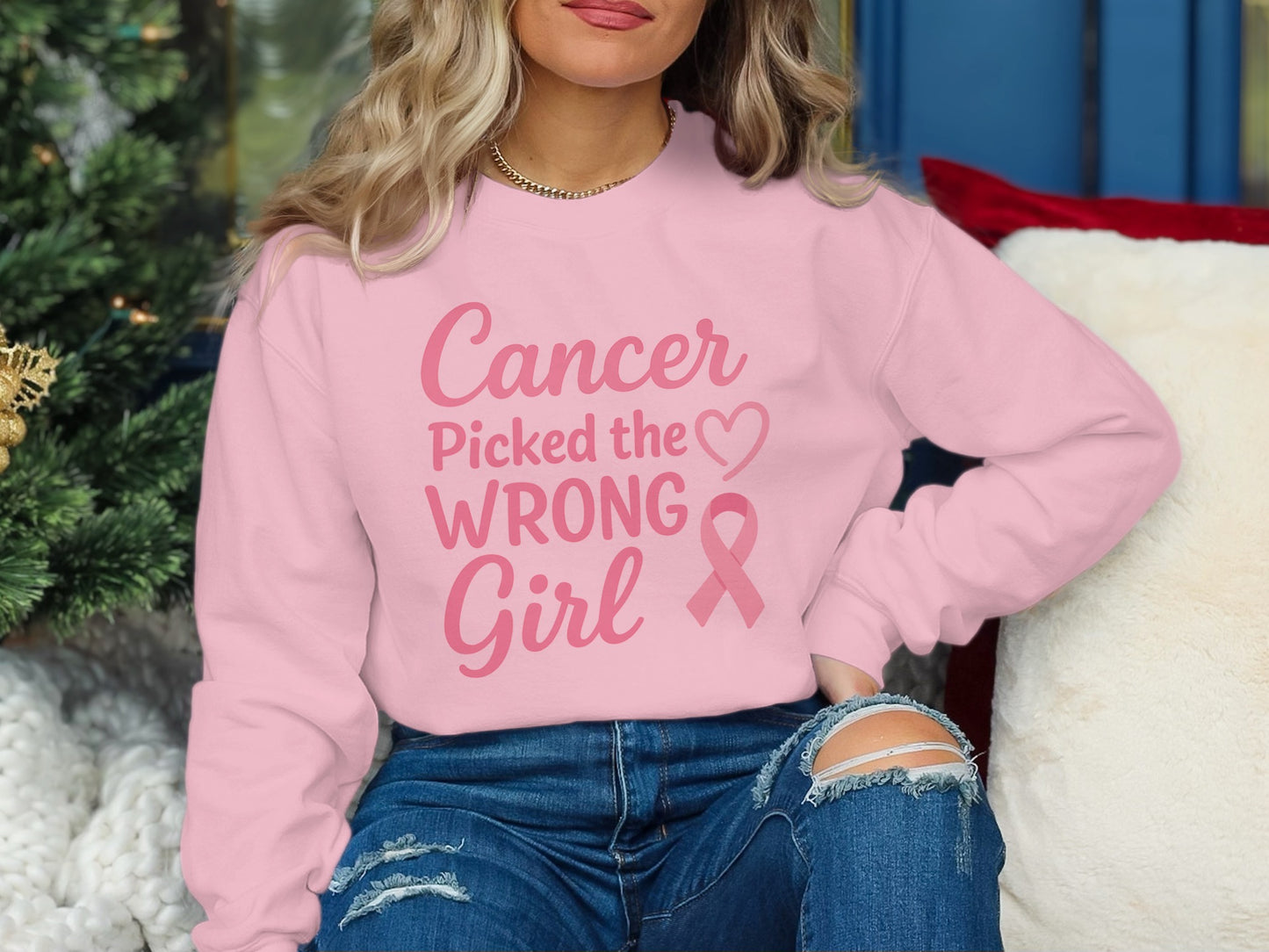 Cancer Picked the Wrong Girl Pink Sweater product