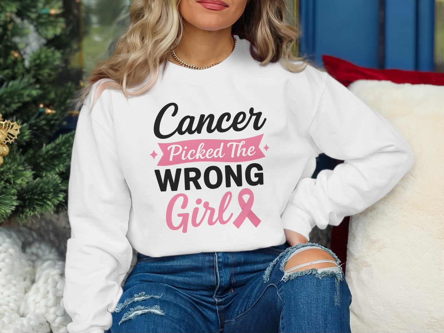 Cancer Picked The Wrong Girl Graphic Sweatshirt product type