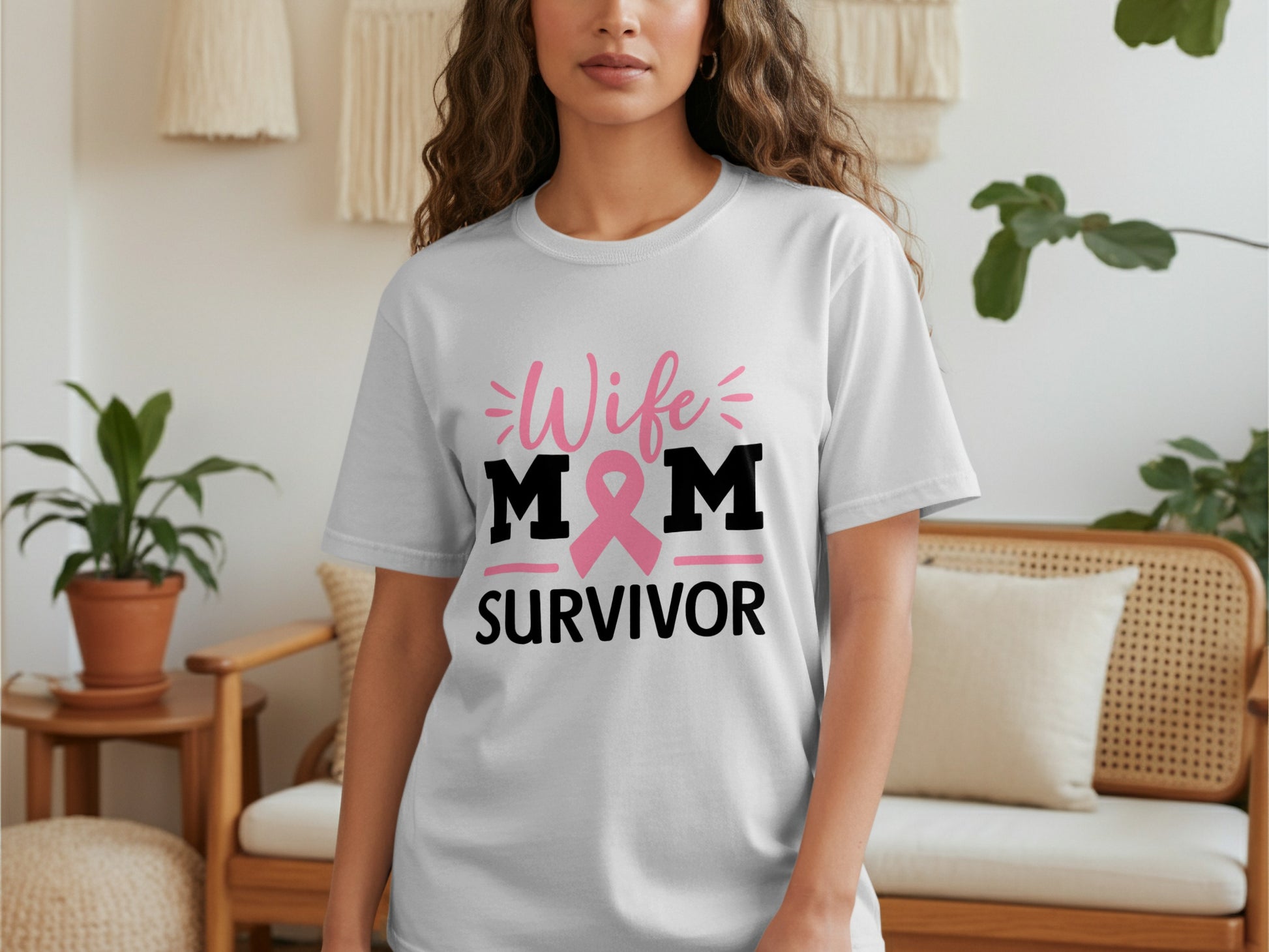 Wife Mom Survivor Breast Cancer Awareness Shirt product