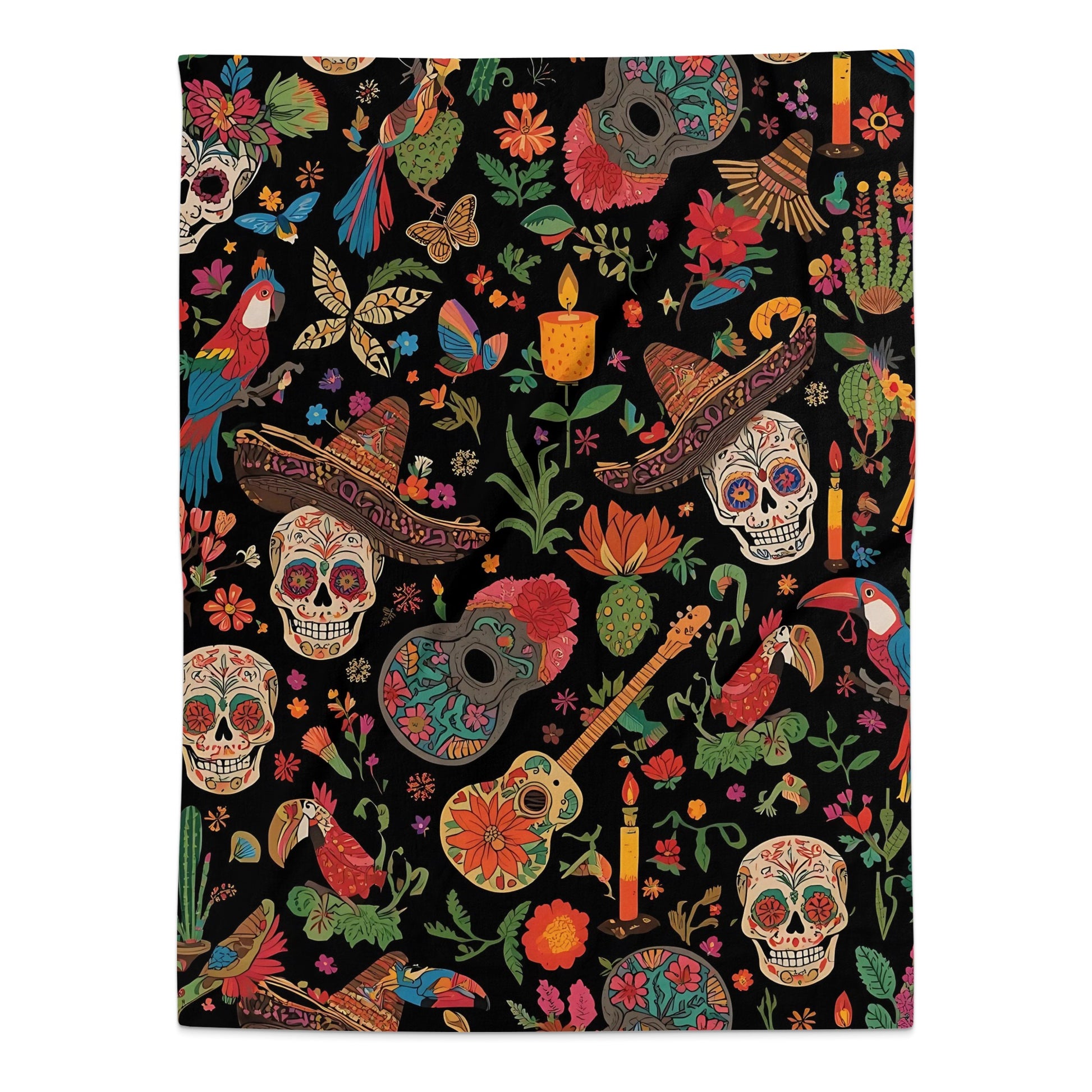 Vibrant Day of the Dead Skull Designs Blanket product