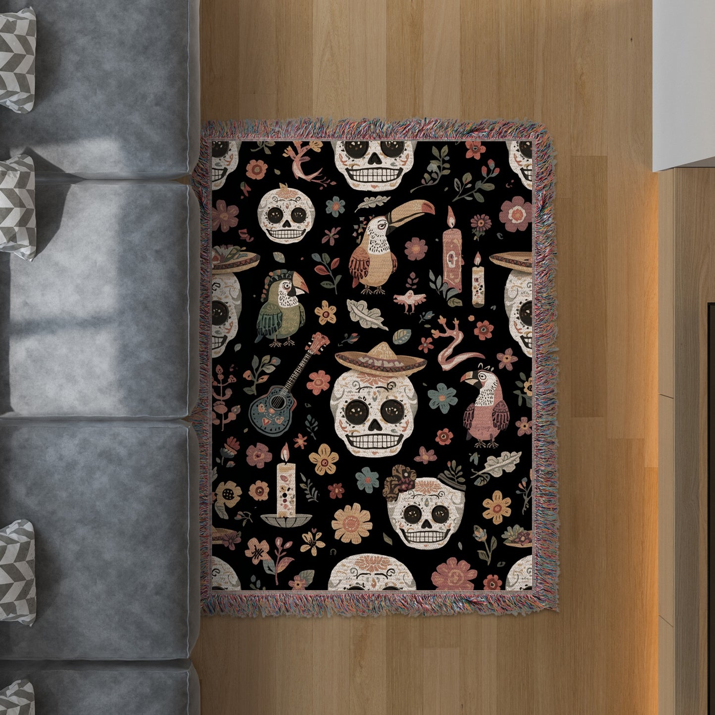 Colorful Day of The Dead Skulls Prints Blanket product