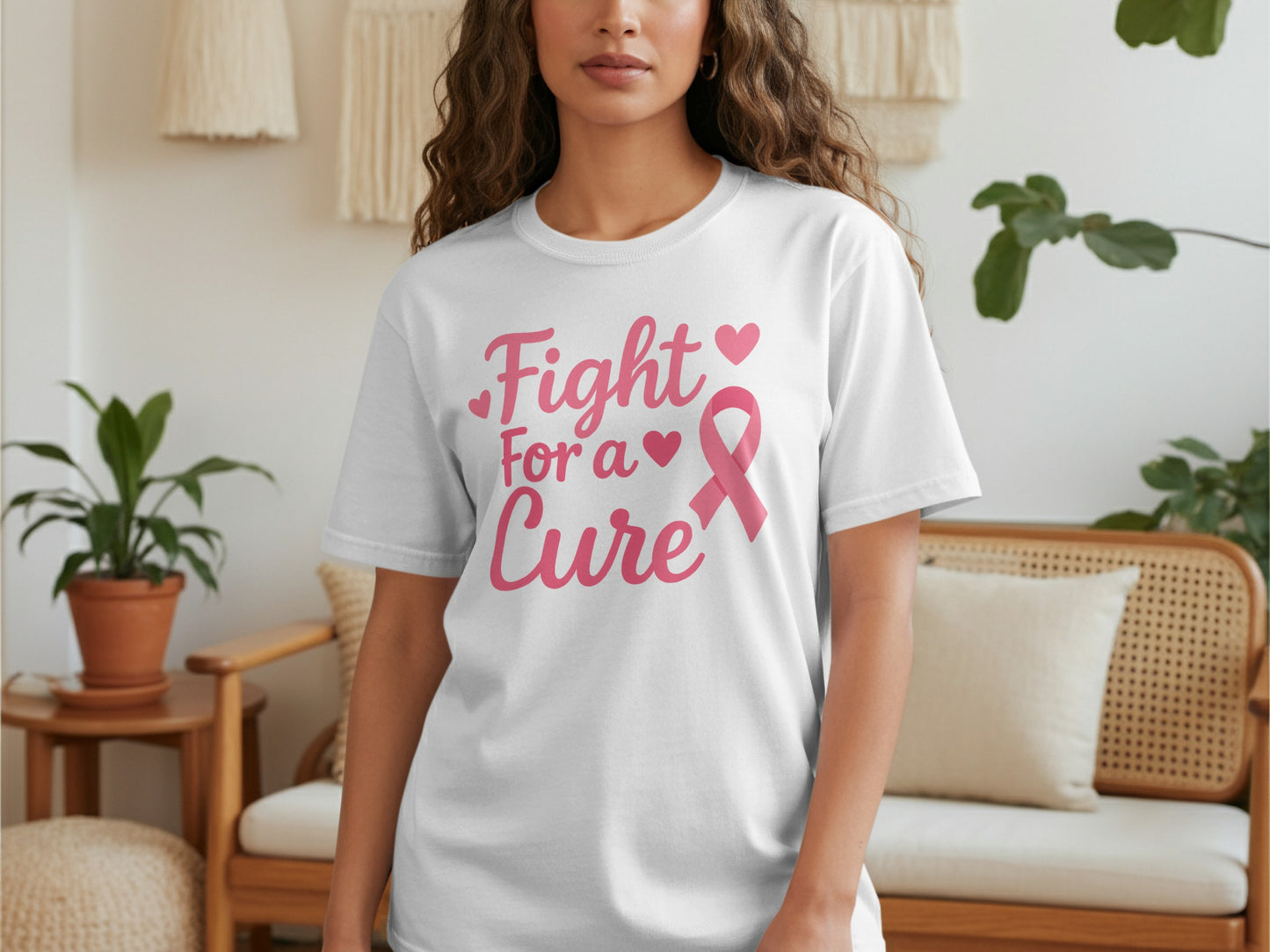 Fight For a Cure Pink Ribbon Graphic Tee product