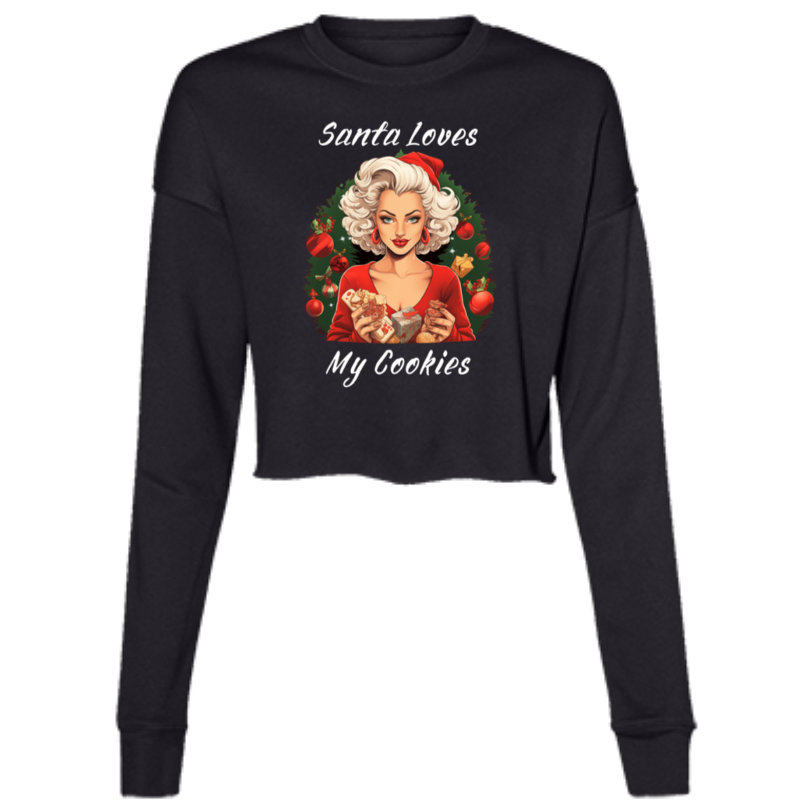 Santa Loves My Cookies | Ladies' Cropped Fleece Crew