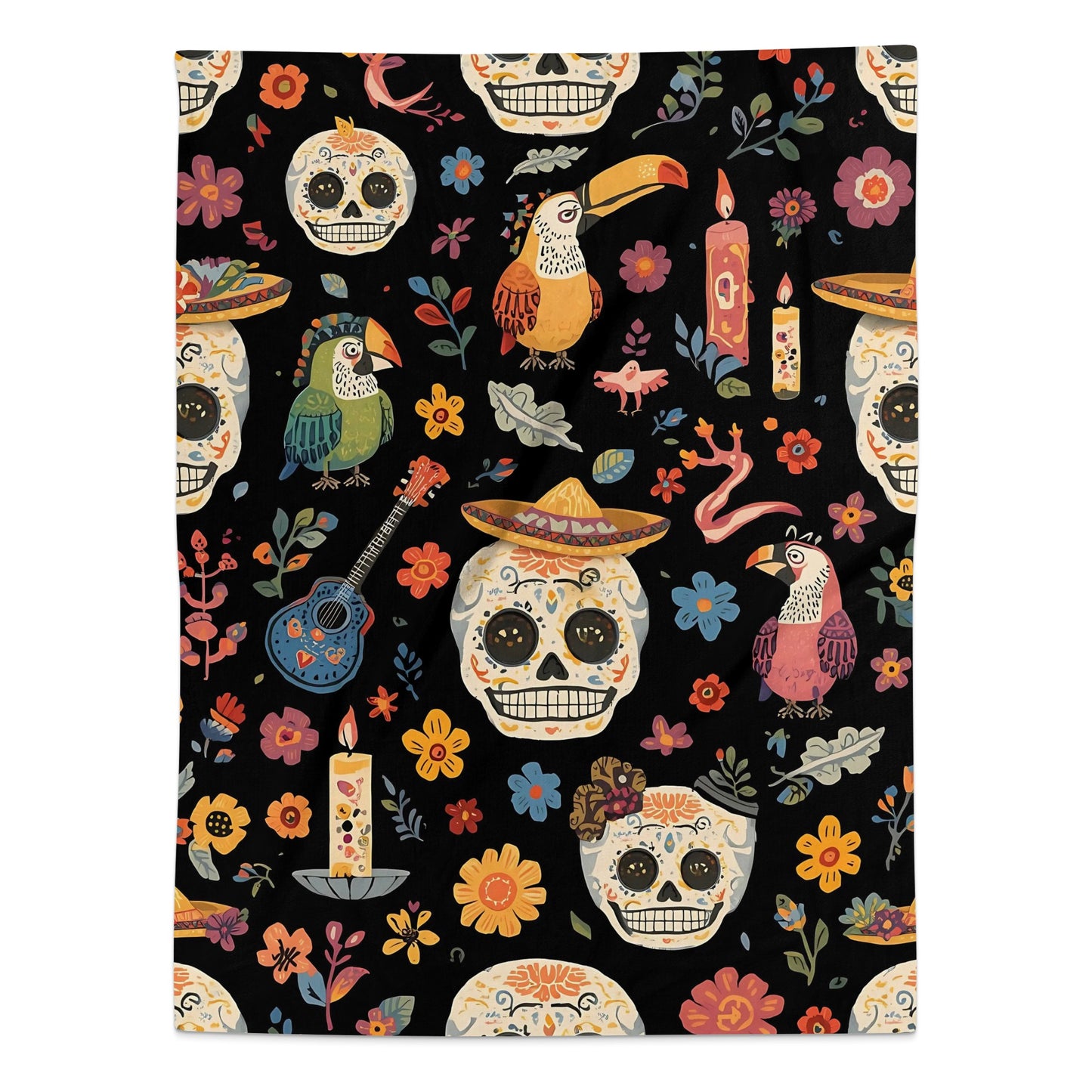 Colorful Sugar Skulls Floral Pattern Blanket product