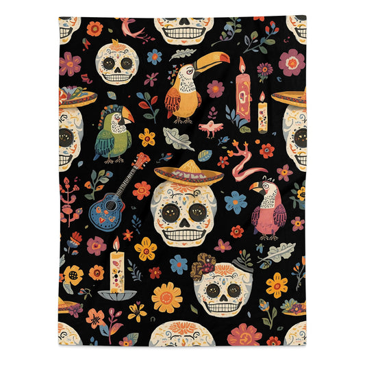 Colorful Sugar Skulls Floral Pattern Blanket product