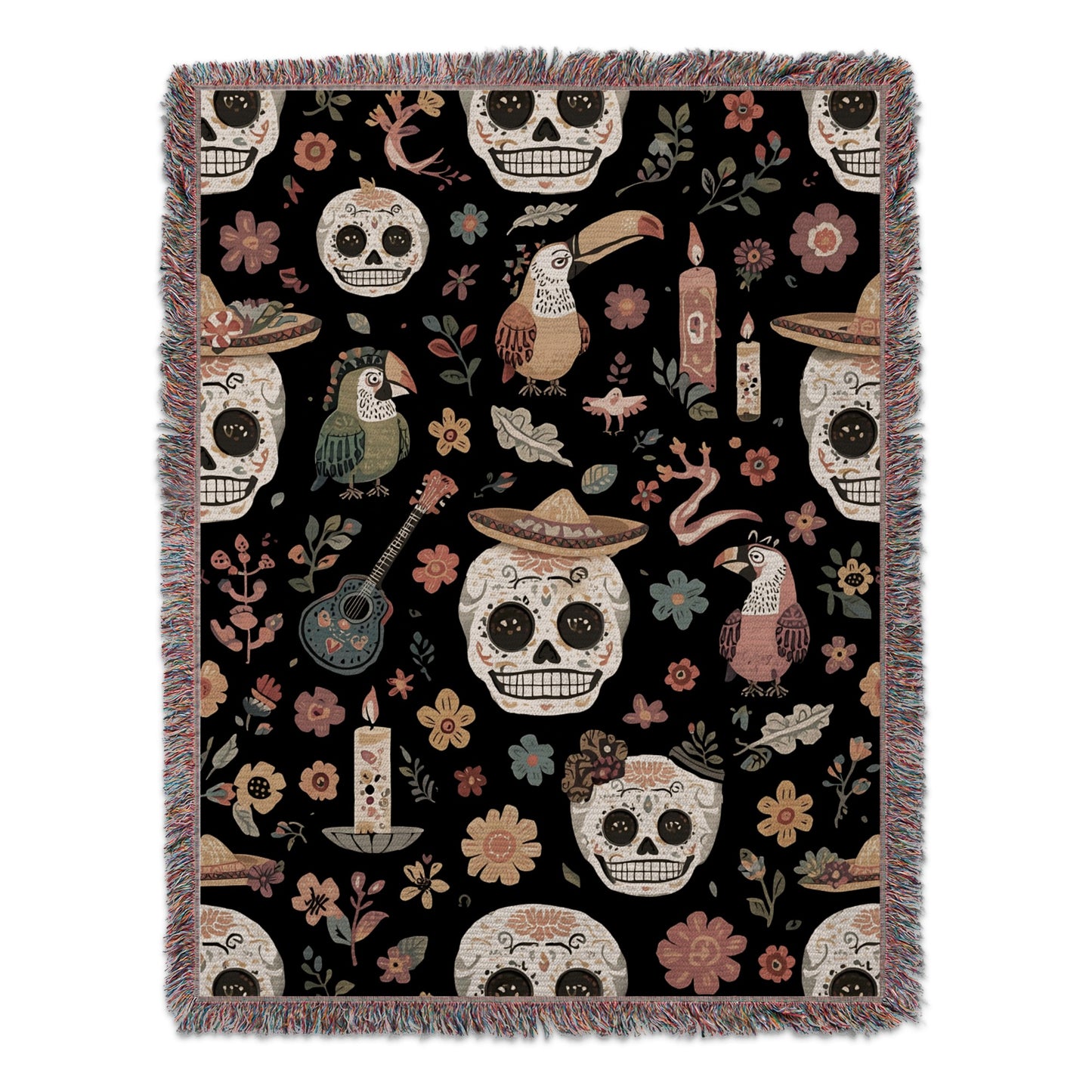 Day of the Dead Themed Woven Tapestry Blanket product