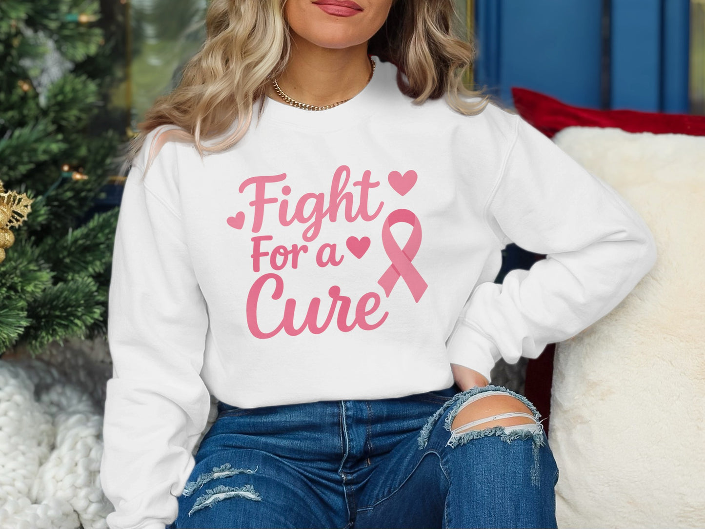 Fight For a Cure Pink Ribbon Sweatshirt product