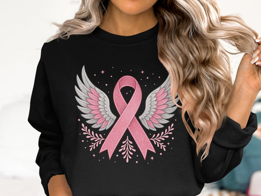 Pink Ribbon Angel Wings Sweatshirt product type
