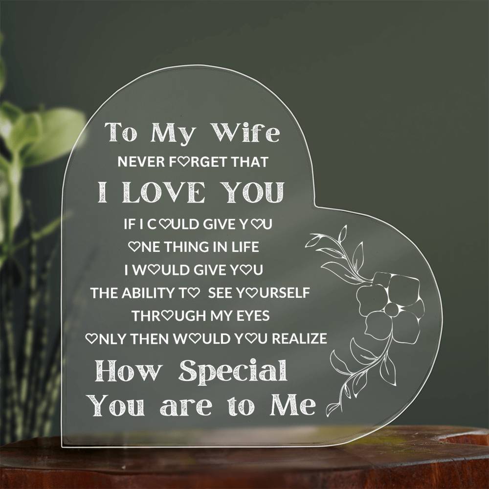 To My Wife Heart Acrylic without Base