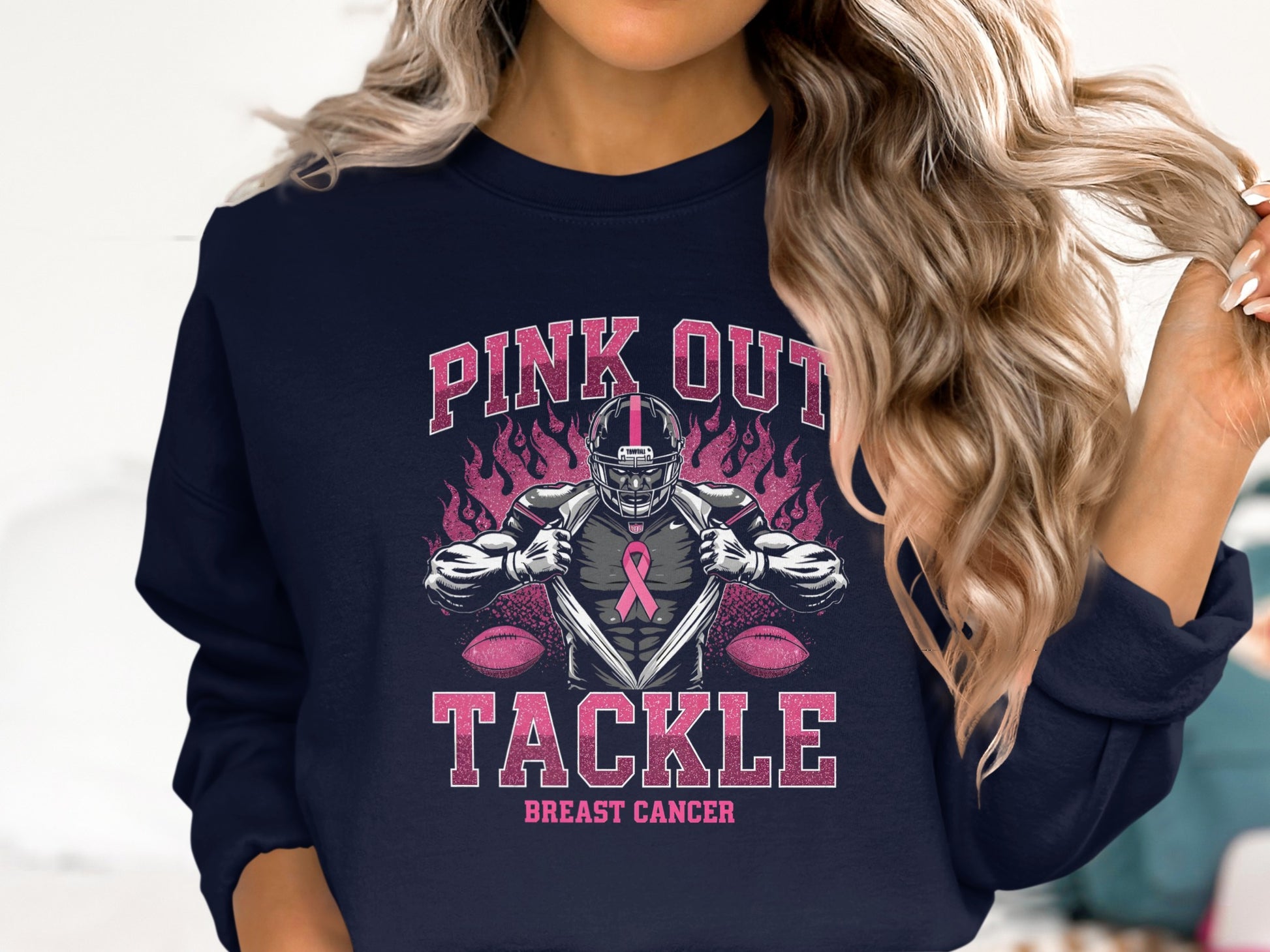 Pink Out Tackle Breast Cancer sweatshirt product