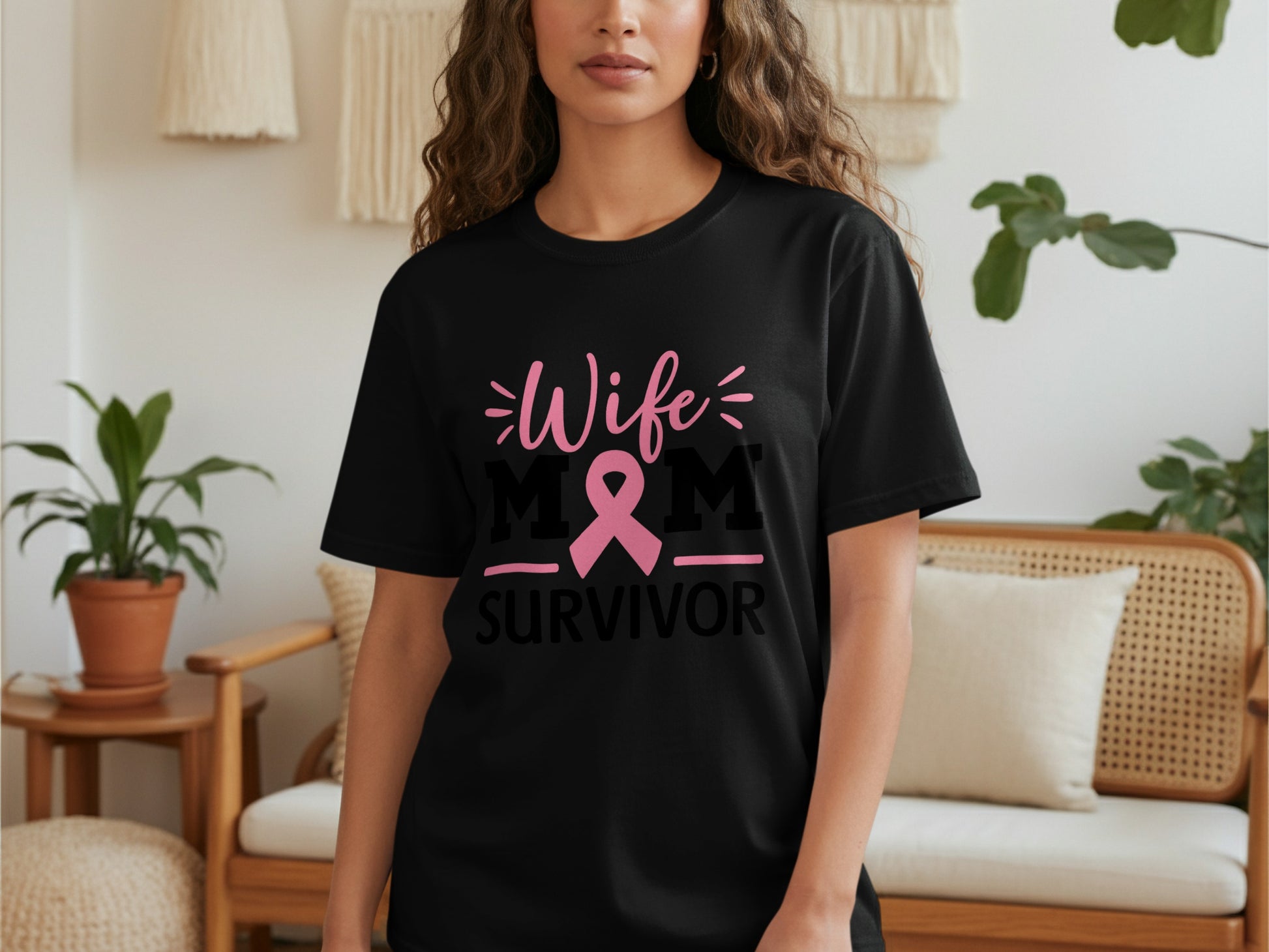 Wife Mom Survivor Graphic T-shirt Breast Cancer Awareness product