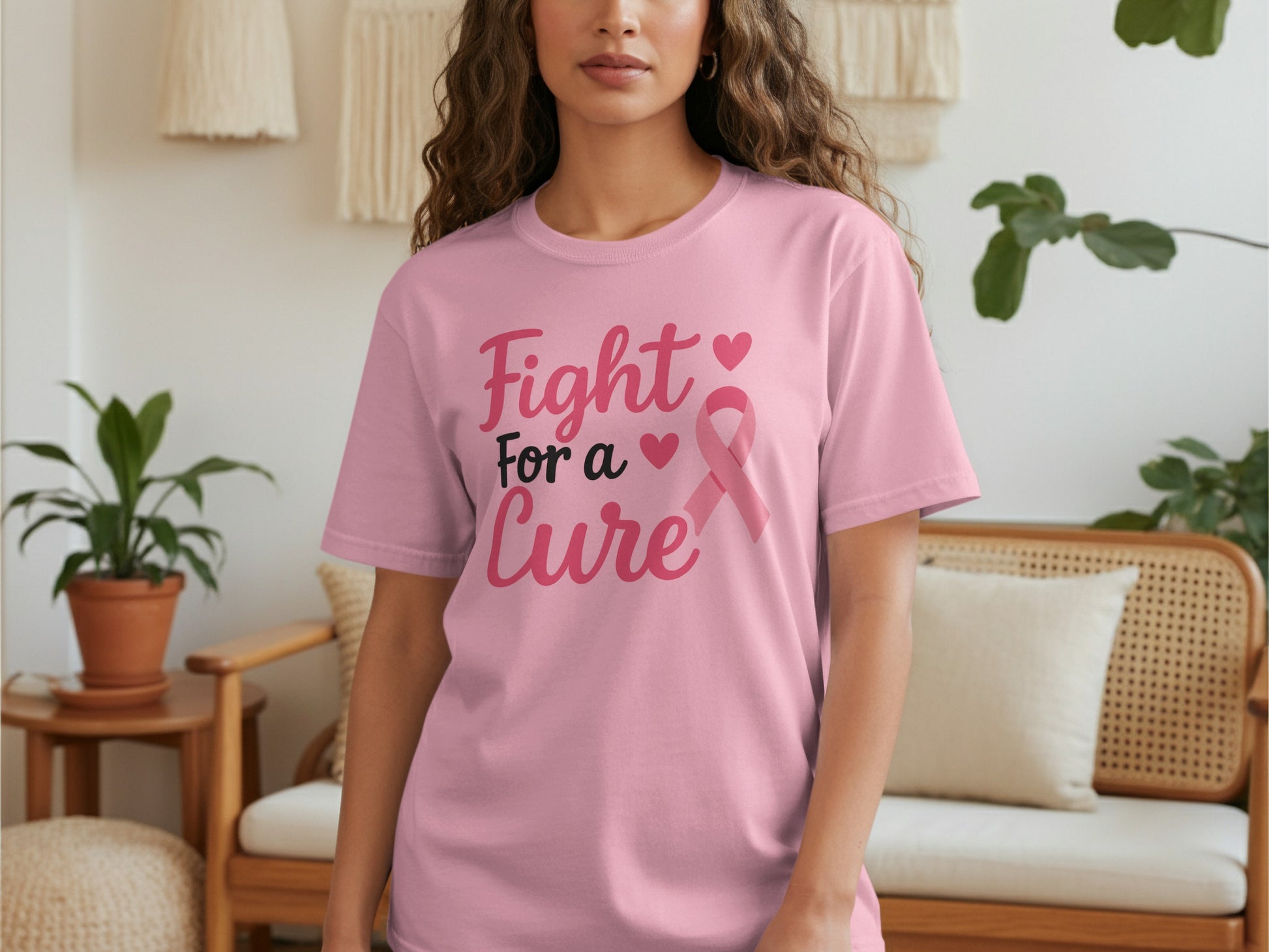 Fight For a Cure Pink Ribbon T-Shirt product type