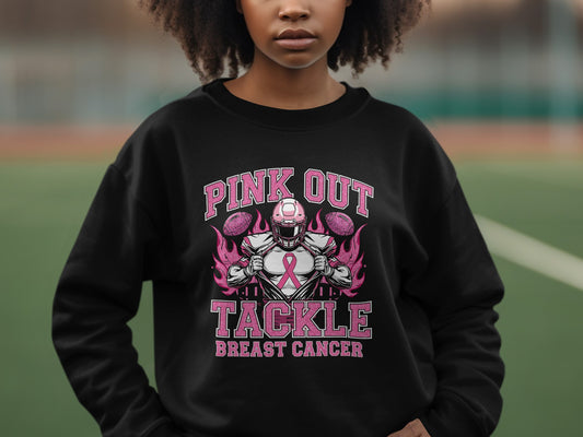 Pink Out Tackle Breast Cancer Graphic Sweatshirt product