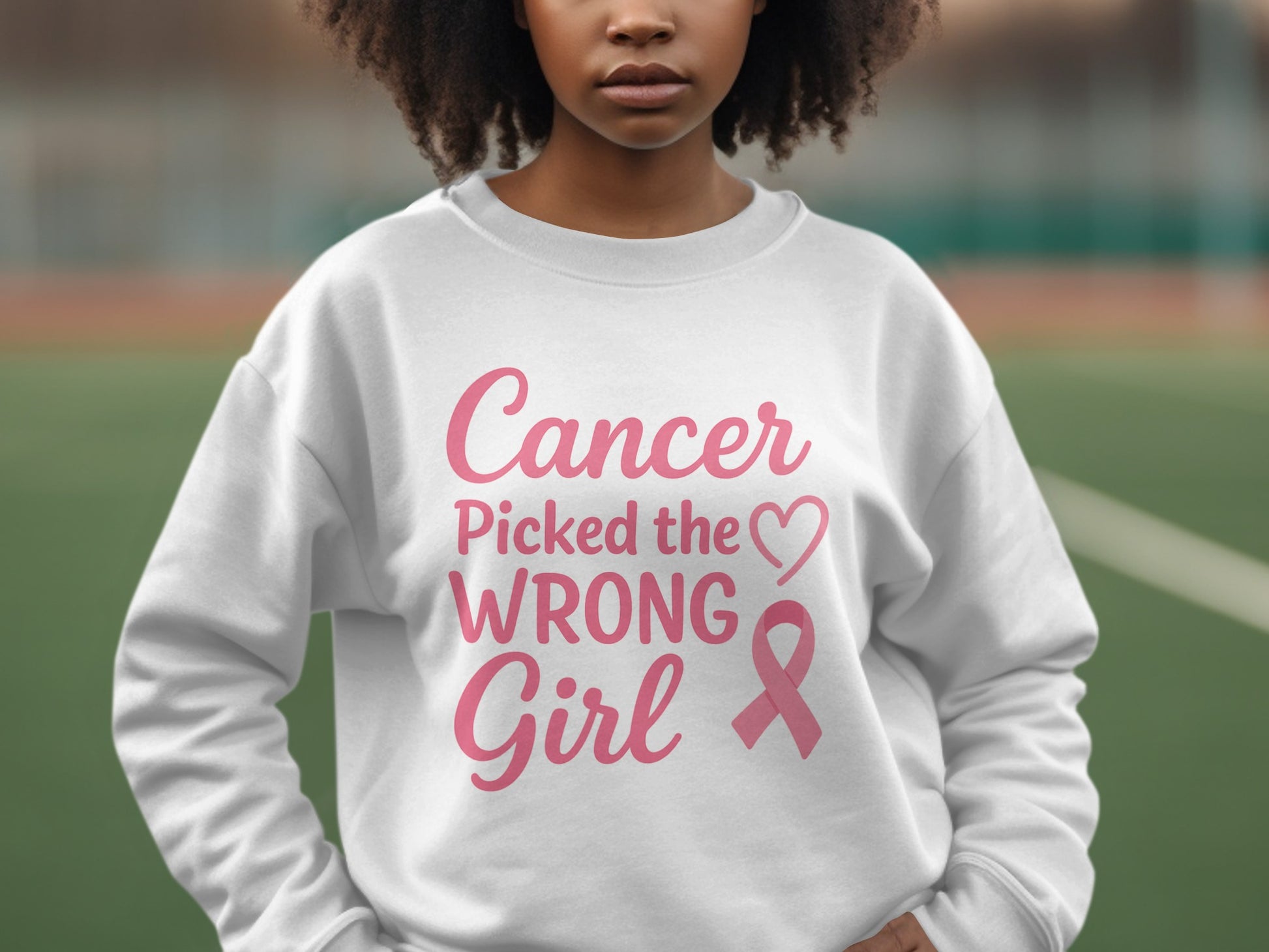 Cancer Picked the Wrong Girl Statement Sweatshirt product type