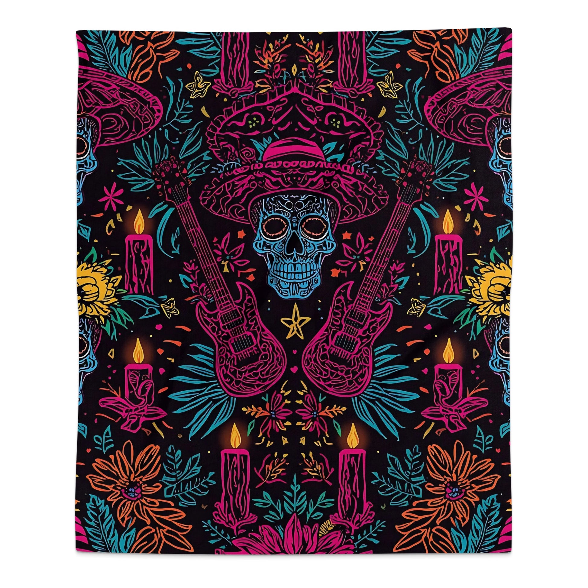 Colorful Skull and Guitars Festival Blanket product