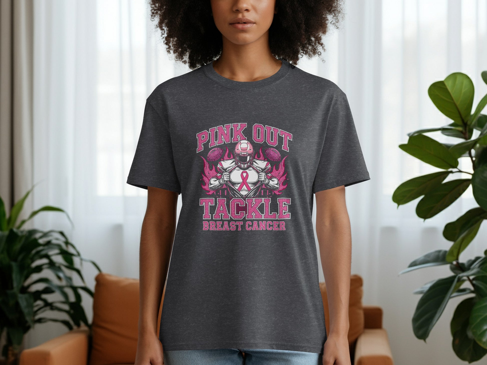 Pink Out Tackle Breast Cancer Graphic T-Shirt product type