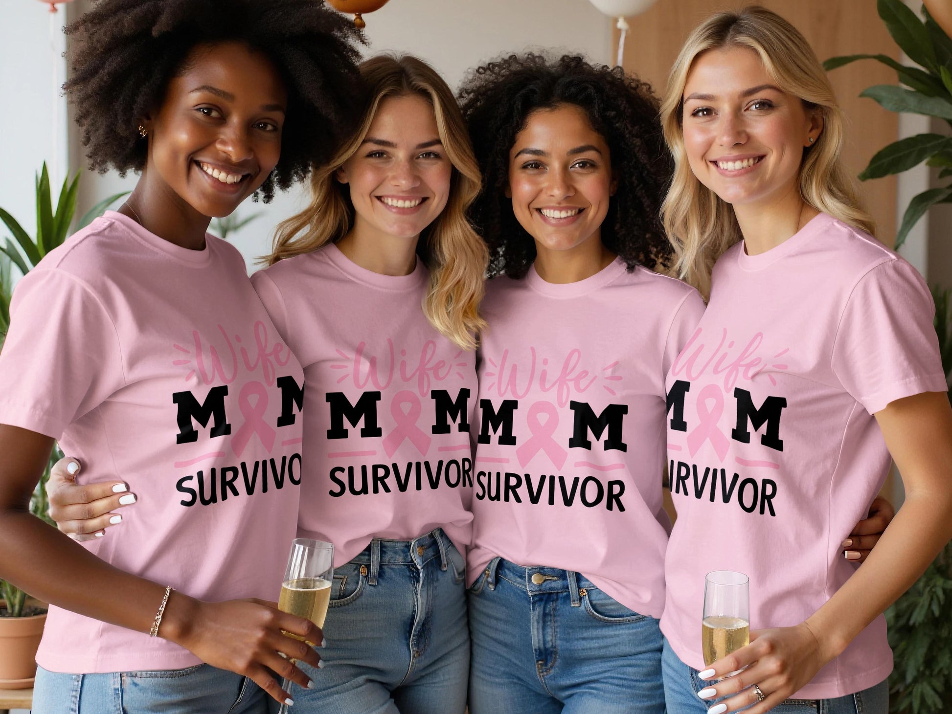 Pink Breast Cancer Survivor Mom Wife T-Shirt Product