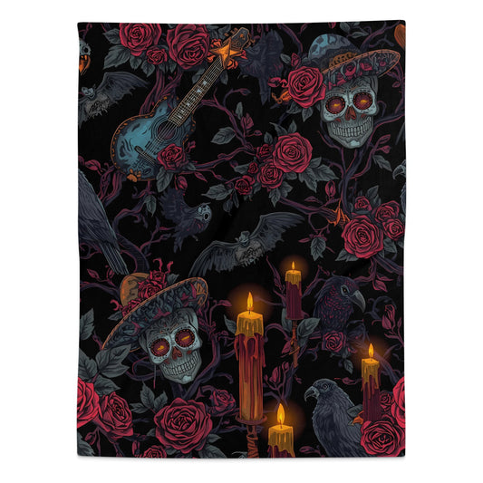 Skull Guitar and Candle Patterned Blanket product