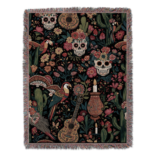 Day of the Dead Themed Blanket with Tassels product type